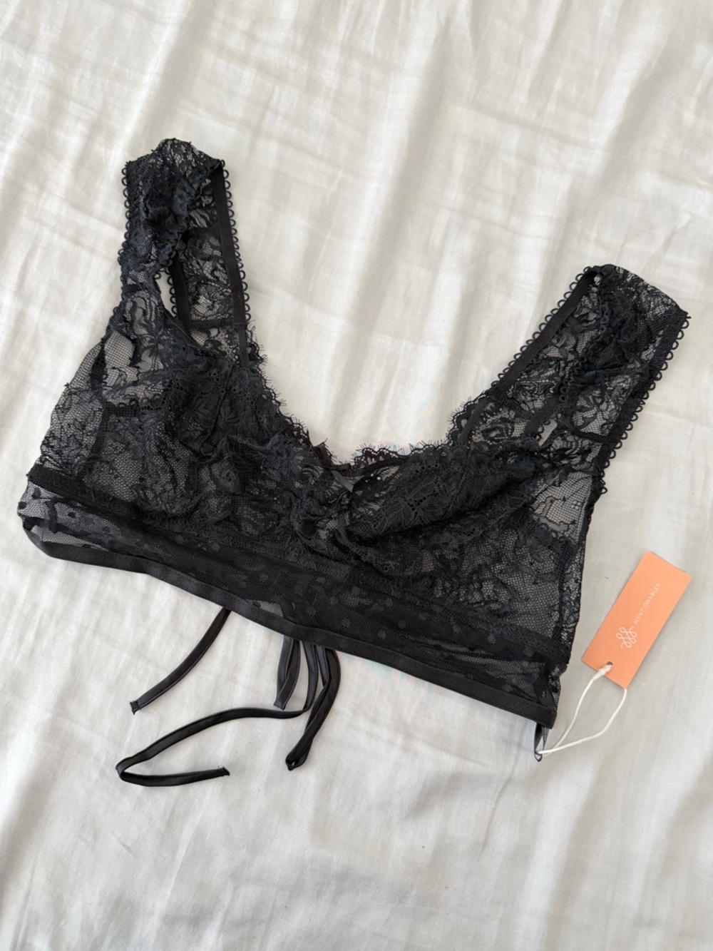 Mentionables Lacy Off The Shoulder Bralette - Black